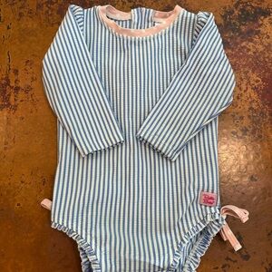 Ruffle Butts Periwinkle Blue Rashguard Swimsuit